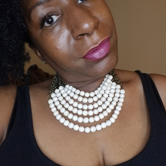 Sale!!! Antique Brass and Howlite Chain Neclace