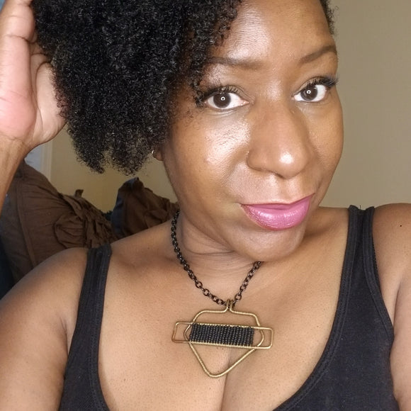 Brass Black Protective Shield Necklace