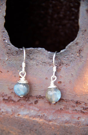 Jewelry Sale! Sterling Silver Sire Wrapped Labradorite Earrings