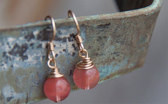 JEWELRY SALE! PINK WIRE WRAPPED GOLD PLATED EARRINGS