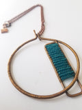 Antique Bronze Teal Beaded Geometric Statement Necklace