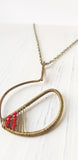 Antique Bronze and Red Beaded Split Circle Geometric Statement Necklace