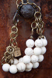 CREAM HOWLITE AND BRASS CHAIN BRACELET