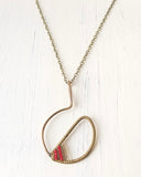 Antique Bronze and Red Beaded Split Circle Geometric Statement Necklace