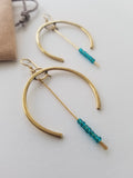 BEADED HALF HOOP EARRINGS (MULTIPLE COLOR OPTIONS)