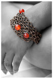 ANTIQUE BRASS CHAIN BRACELET WITH CARNELIAN BEADS