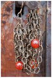 ANTIQUE BRASS CHAIN BRACELET WITH CARNELIAN BEADS