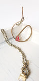 Antique Bronze and Red Beaded Split Circle Geometric Statement Necklace